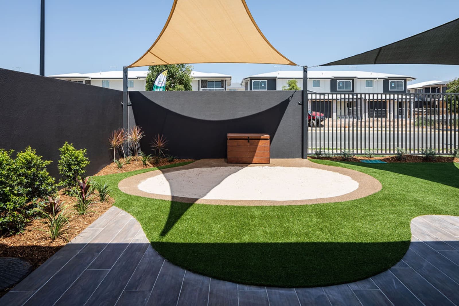 Shaded sandpit and play area at an early learning centre in Caboolture